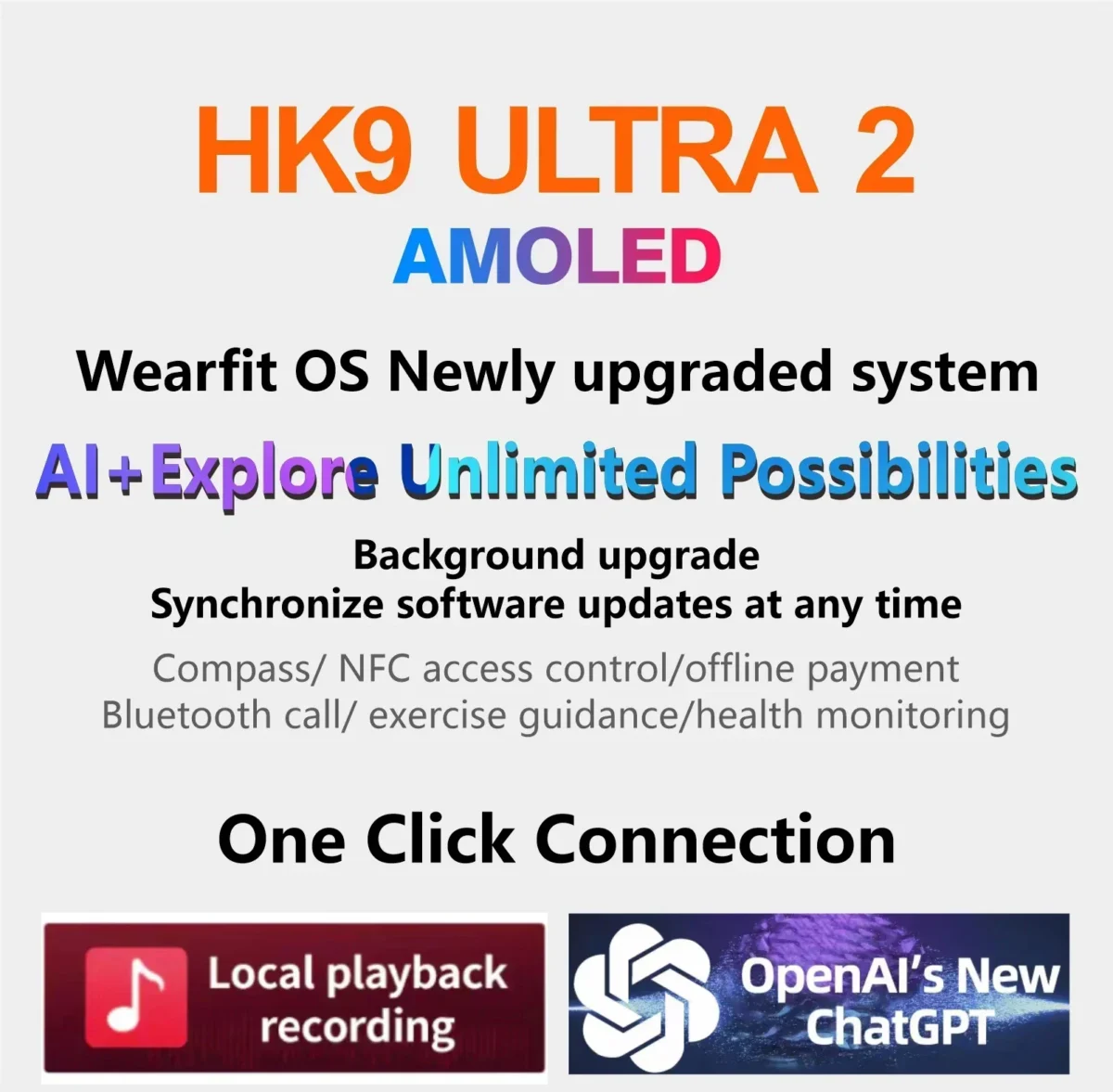 AMOLED HK9 Ultra 2 Smartwatch | ChatGPT NFC Smart Watch For Men