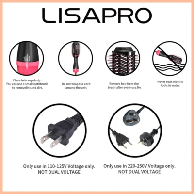 LISAPRO 3 IN 1 Hot Air Brush One Step Hair Dryer And Volumizer Styler and Dryer 1