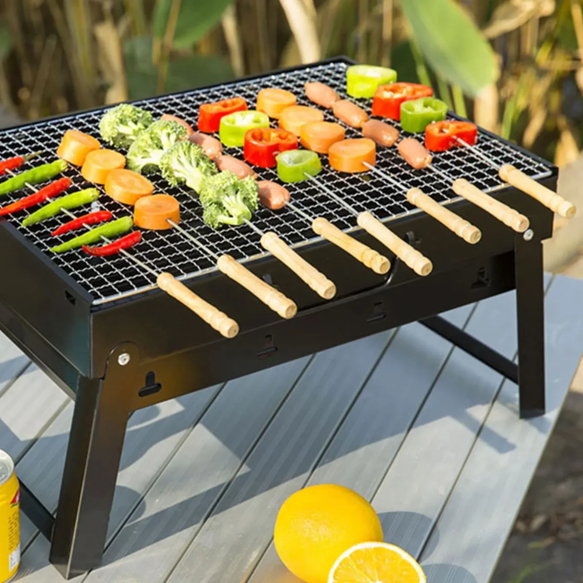Outdoor BBQ Charcoal Grill | Reinforced Bracket Grill for Garden