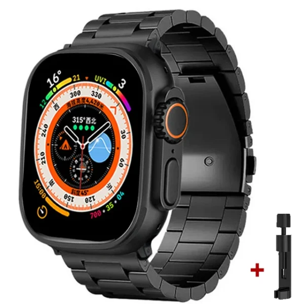 Titanium Ultra Smartwatch With Metal Strap | Full Edge Display Crown