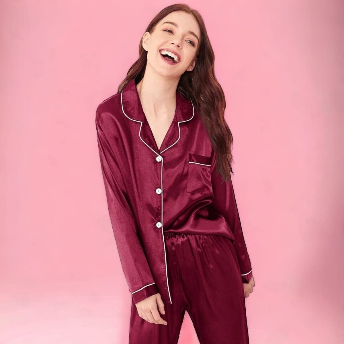 Silk maroon nightwear | Premium quality