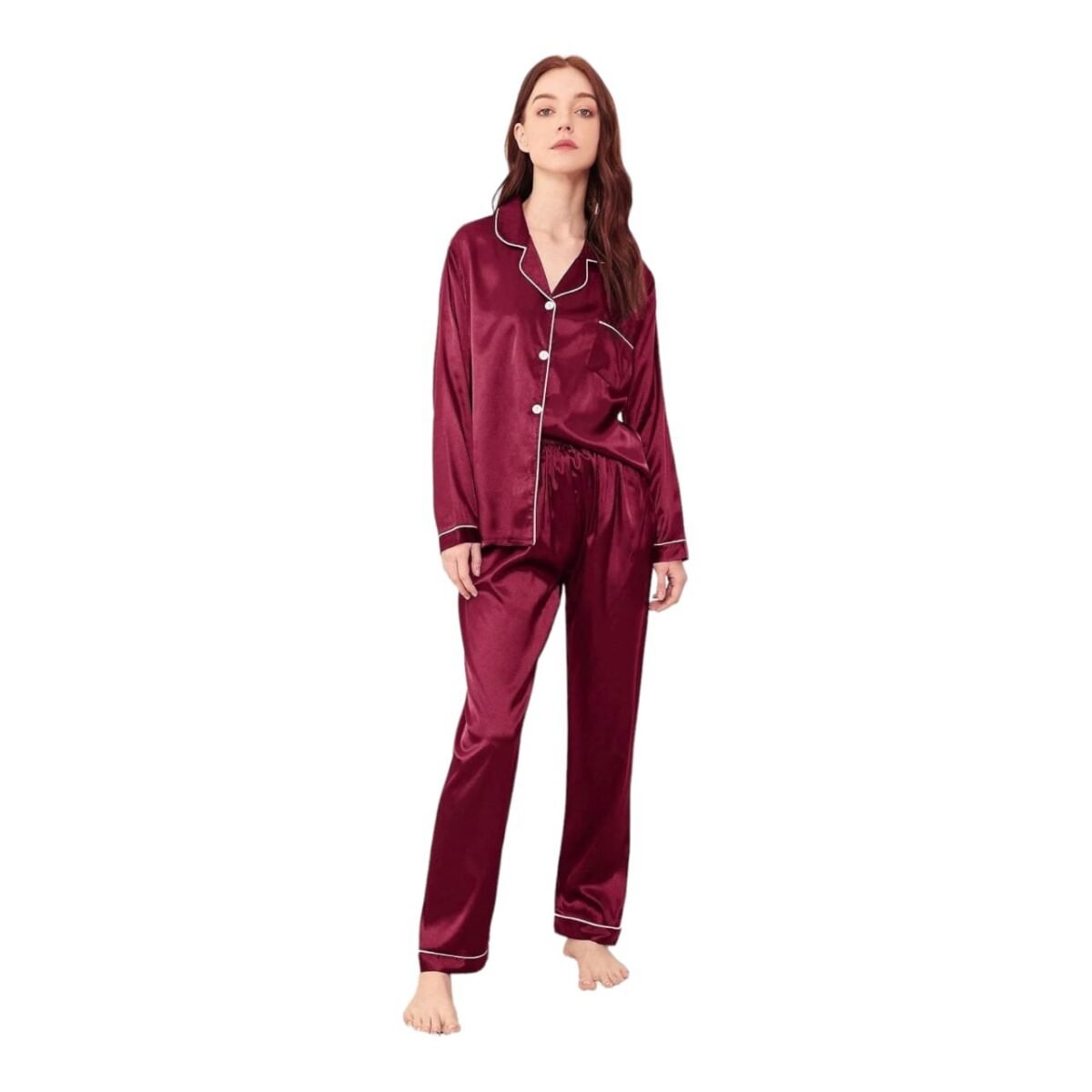 Silk maroon nightwear | Premium quality