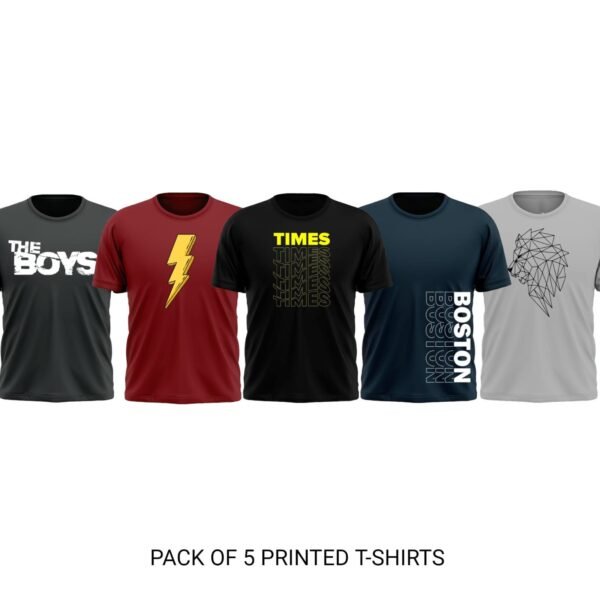 Pack of 5 Multiple Print T shirts For Men & women