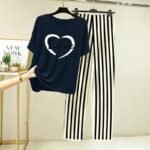Dark blue Printed Night Suit | Lining Style Trouser with Printed Shirt | Best fabric