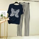 Dark blue Printed Night Suit | Lining Style Trouser with Printed Shirt | Best fabric