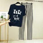 Dark blue Printed Night Suit | Lining Style Trouser with Printed Shirt | Best fabric