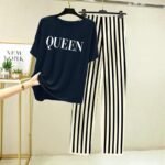 Dark blue Printed Night Suit | Lining Style Trouser with Printed Shirt | Best fabric