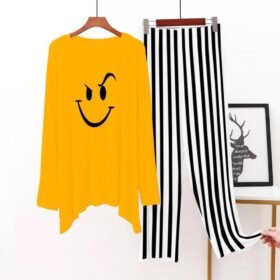 Trendy Yellow Printed Night Suit