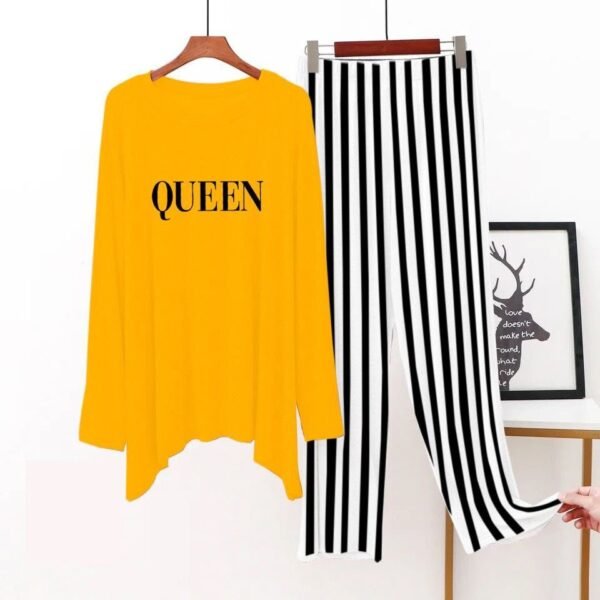Queen Yellow Printed Night Suit