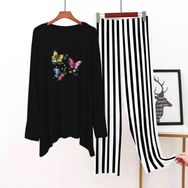 Butterfly Printed Black Night Suit