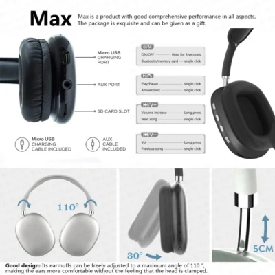 P9 promax Wireless Bluetooth Headphones with Mic TWS Headsets Stereo Sound Earphones Outdoor Sports Gaming Headset 1