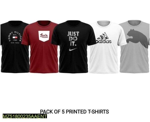 Printed Pack of 5 Men's T-Shirts