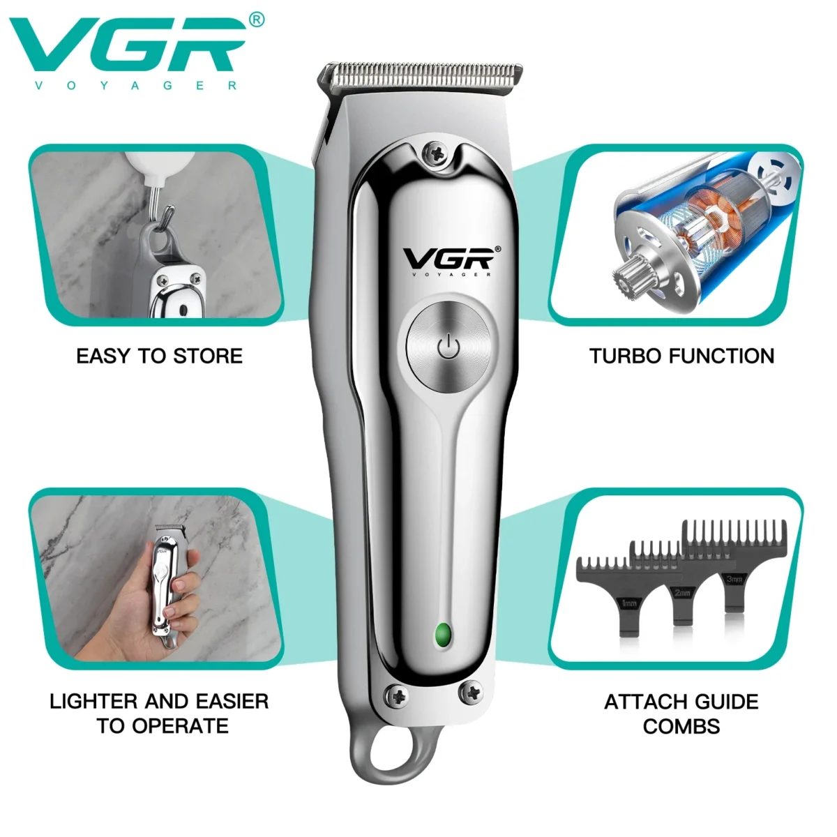 VGR Hair Trimmer Professional Hair Clipper Wireless Hair Cutting Machine Electric Zero Cutting Machine Trimmer for Men V-071
