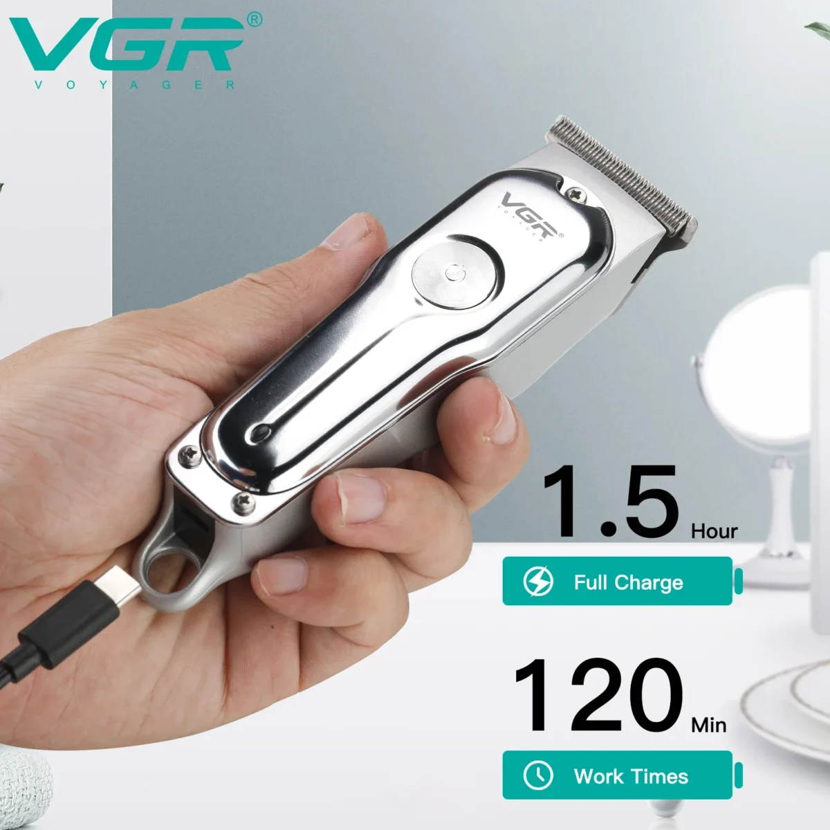 VGR Hair Trimmer Professional Hair Clipper Wireless Hair Cutting Machine Electric Zero Cutting Machine Trimmer for Men V-071