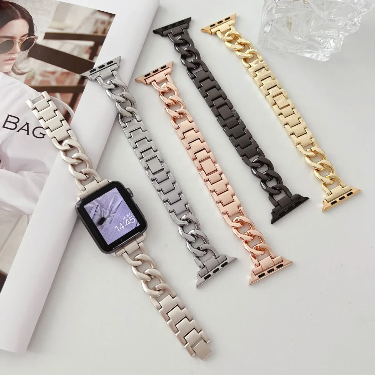 Metal Strap SmartWatch Series 9 Women with Belt Bracelet iWatch