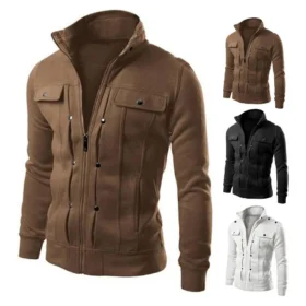 Mexican Style Fashionable Men Outerwear Stylish Men's Outerwear Collar Zipper Casual Jacket