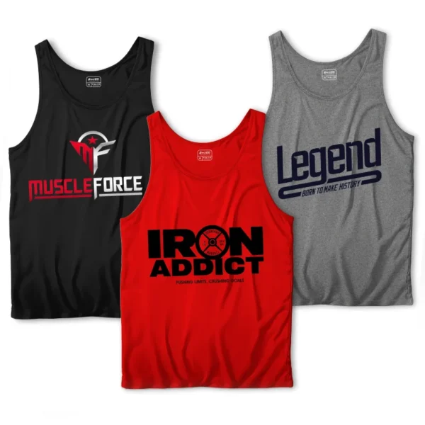 Pack of 3 Legend Iron Muscle Tank Tops for Men – Stylish Gym Wear