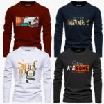 Pack of 4 Time for Awesome Surfing Mens Printed Long Sleeves T-Shirts