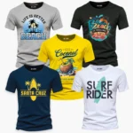 Pack of 5 Coconut Beach Santa Cruz Rider Mens Printed T-Shirts