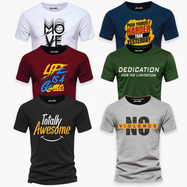 Pack of 6 Beast Mode Activated Printed T-Shirts for Men – Bold & Comfortable