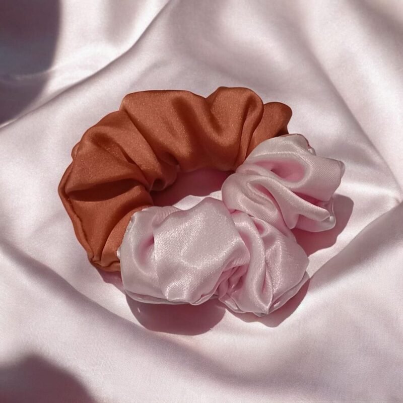 Double tone silk scrunchies in dual colors