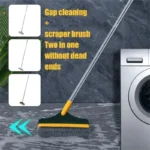 2-in-1 long handle cleaning brush with stiff bristle and squeegee for crevice, algae, and corner dirt removal