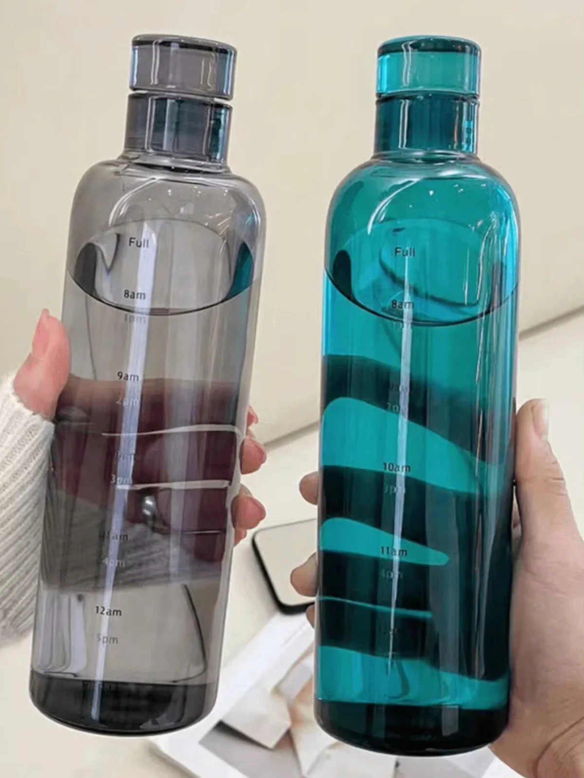 500ml transparent water bottle with time marking – leak-proof sports bottle
