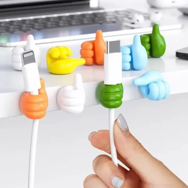 Silicone thumb wall hook cable wire USB organizer adhesive clips