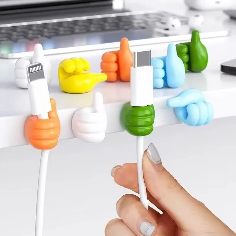 Silicone thumb wall hook cable wire USB organizer adhesive clips