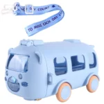 Bus shape water bottle with wheels and strap for kids