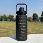 3pcs large capacity gym water bottle set with straw and time marker