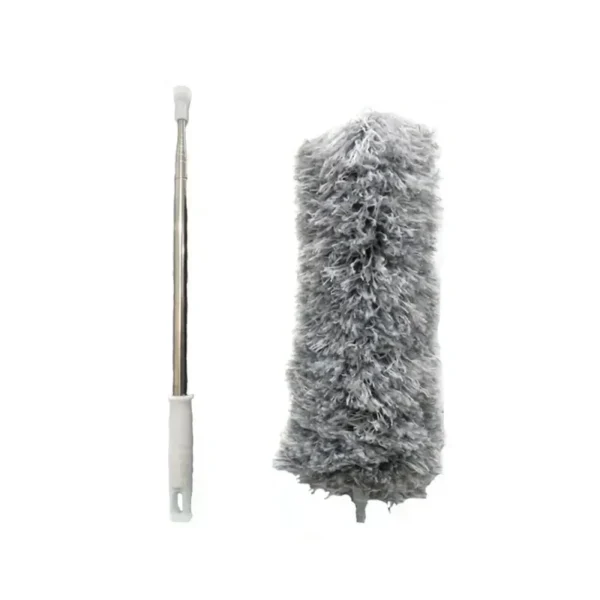 Grey microfiber extendable duster for home cleaning and dust removal