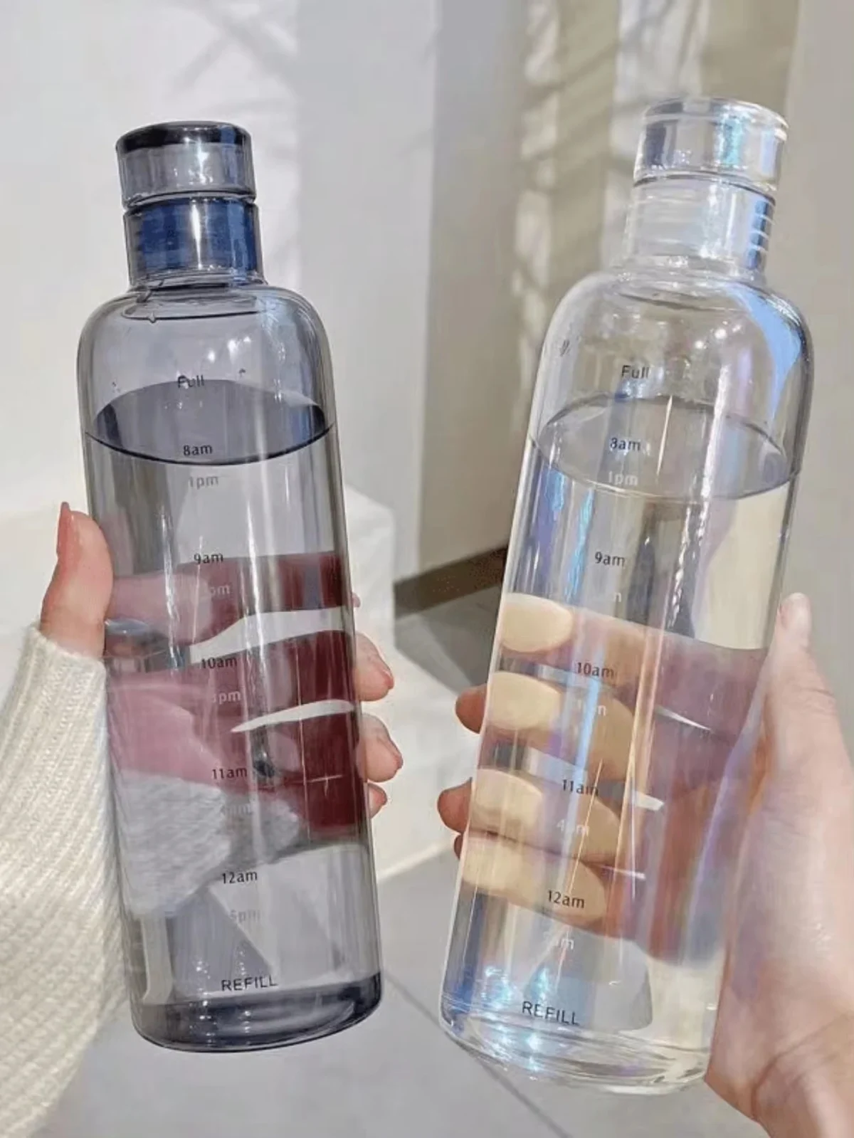 500ml transparent water bottle with time marking – leak-proof sports bottle
