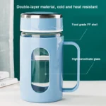 Transparent 480ML Double-Layer Tea Cup for Hot and Cold Beverages