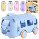 Bus shape water bottle with wheels and strap for kids