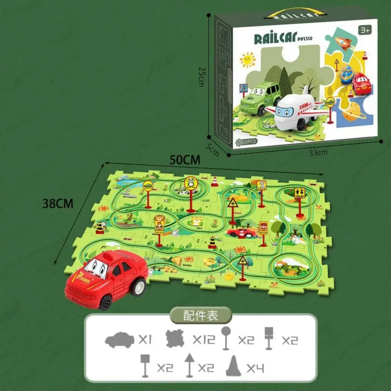 electric car puzzle track 25pcs forest park scene for kids