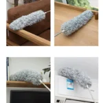 Grey microfiber extendable duster for home cleaning and dust removal
