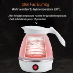 Folding electric kettle portable water boiler for travel and kitchen use
