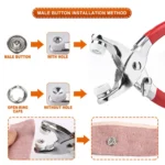 Plier with 50 sets metal snap buttons for clothing sewing kit
