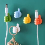 Silicone thumb wall hook cable wire USB organizer adhesive clips