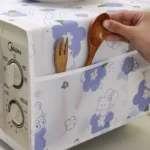 Waterproof microwave oven dust cover with side storage pockets
