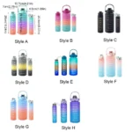 3pcs large capacity gym water bottle set with straw and time marker