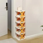 Multi layer foldable shoe rack cabinet X-shaped space saving organizer