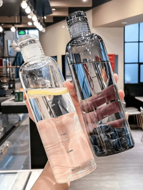 500ml transparent water bottle with time marking – leak-proof sports bottle