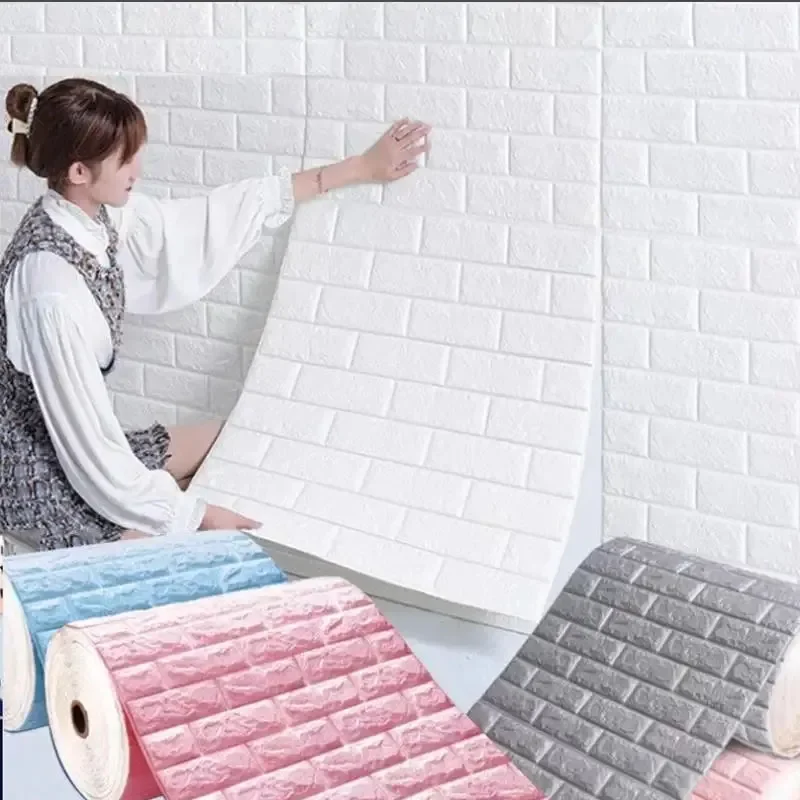3D brick wallpaper sticker waterproof 70×77cm DIY wall decoration panel