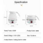 Folding electric kettle portable water boiler for travel and kitchen use
