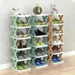 Multi layer foldable shoe rack cabinet X-shaped space saving organizer
