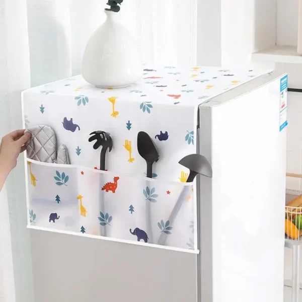 Waterproof PEVA fridge and washing machine cover with dustproof cloth and storage bag