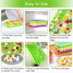 37-grid honeycomb silicone ice cube tray with lid – reusable food-grade mold