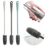 Silicon bottle cleaning brush with long handle for cups, bottles, and glasses